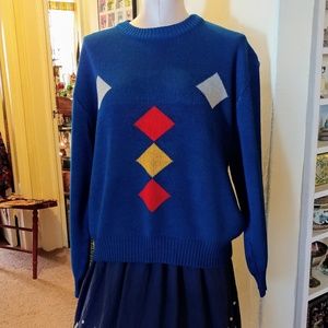 Vintage Blue Geometric Sweater